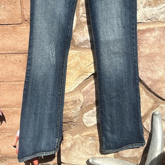 Baby Phat Jeans Flare Boot Cut Y2K Rhinestones Dark Wash Distressed Size 0 - Picture 3 of 15